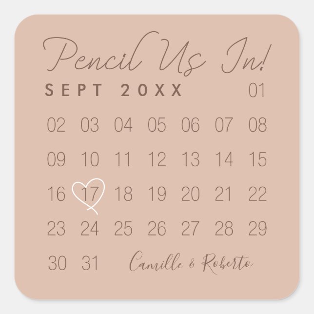 Sticker Carré Pensez-Nous Dans Le Calendrier Mauve Minimal Enreg (Devant)