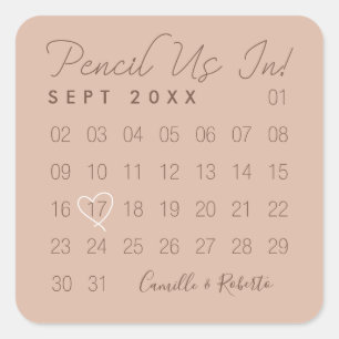 Sticker Carré Pensez-Nous Dans Le Calendrier Mauve Minimal Enreg