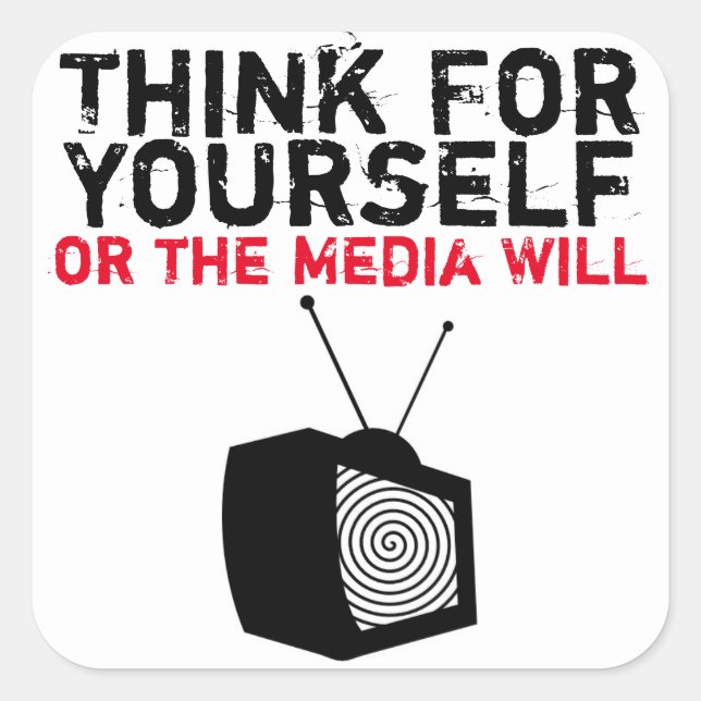 Sticker Carré Pensez-vous : TV hypnotisée (Devant)