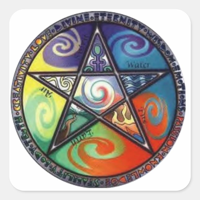 Sticker Carré Pentagram Wiccan (Devant)