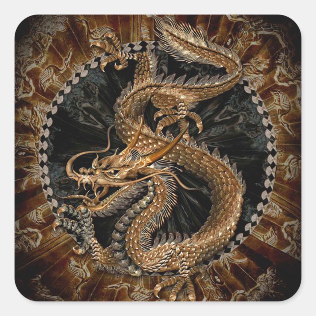 Sticker Carré Pentagramme dragon (Devant)