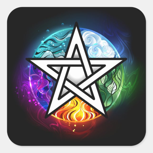 Sticker Carré pentagramme du Wiccan (Devant)