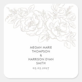 Sticker Carré Peonies élégant coin fleur
