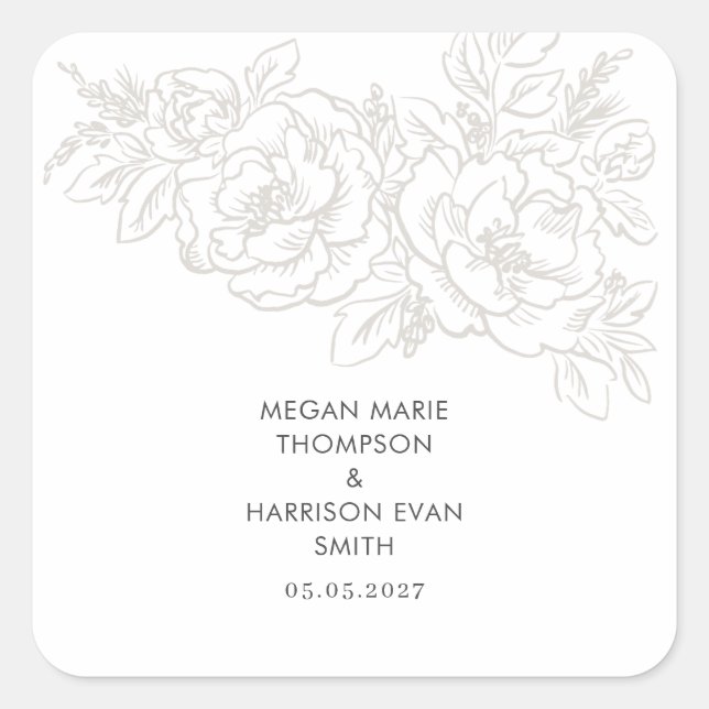Sticker Carré Peonies élégant coin fleur (Devant)