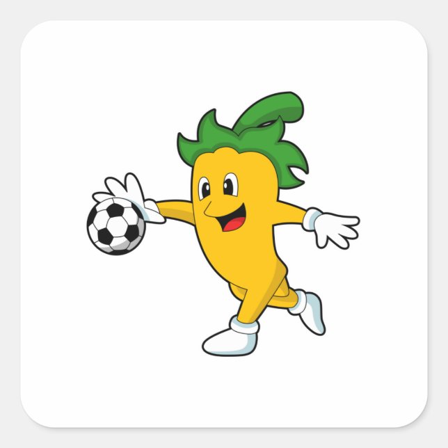 Sticker Carré Pepper Vegan comme joueur de football avec Soccer. (Devant)