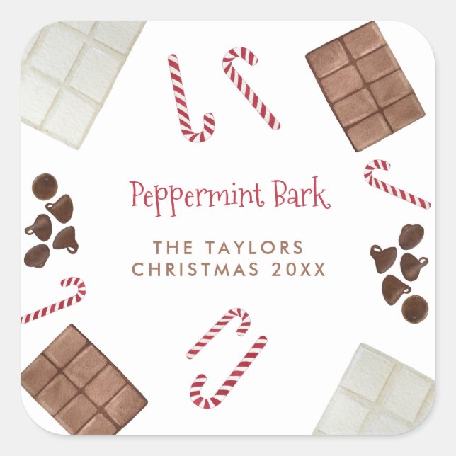Sticker Carré Peppermint Bark Kit Recette cadeau de vacances (Devant)