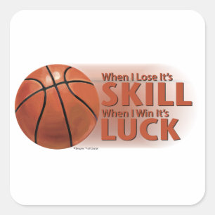 Sticker Carré Perdre la compétence Gagner la chance Basket-ball