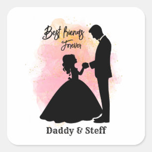 Sticker Carré Père et fille personnalisés - Meilleurs amis pour