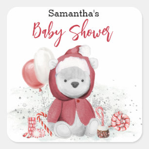 Sticker Carré Père Noël Baby Polar Teddy Bear Noël