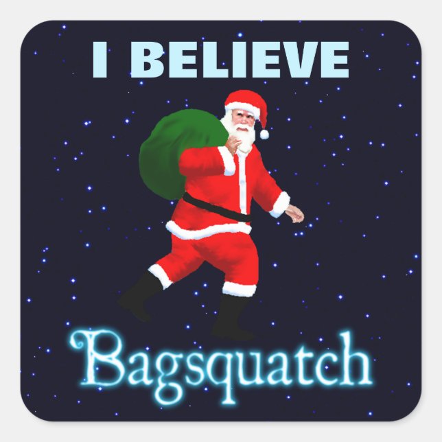 Sticker Carré Père Noël - Bagsquatch (Devant)