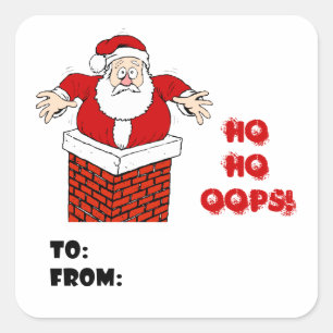 Sticker Carré Père Noël coincé dans la cheminée Ho Ho Oups ! Aut