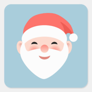 Sticker Carré Père Noël de Noël en bleu clair