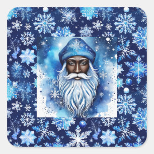 Sticker Carré Père Noël en bleu
