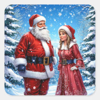 Père Noël et Mme Claus festifs
