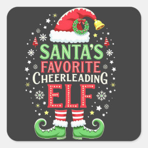 Sticker Carré Père Noël Favori Cheerled Famille Elf Correspondan