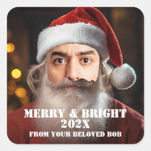 Sticker Carré Père Noël instantanée ! Ajoute juste ton visage.