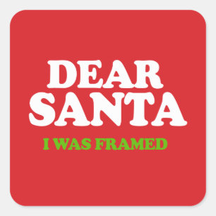 Sticker Carré Père Noël J'étais encadré