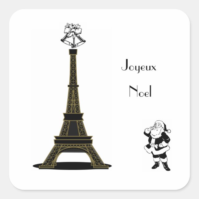 Sticker Carré Père Noël Joyeux Noel Paris (Devant)