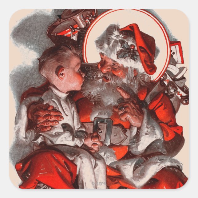 Sticker Carré Père Noël Lap (Devant)