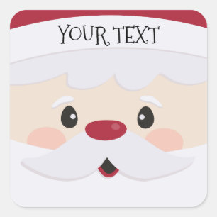 Sticker Carré Père Noël mignon font face à l'autocollant