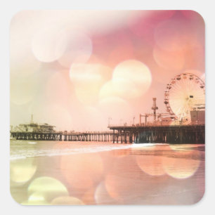 Sticker Carré Père Noël Monica Pier - Sparkling Rose Photo Edit