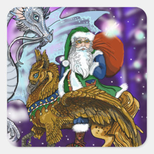 Sticker Carré Père Noël mystique