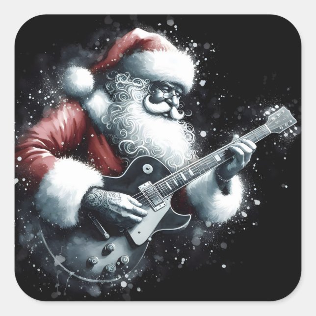 Sticker Carré Père Noël Rocks Plus Dur Que Les Vents D'Hiver (Devant)