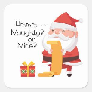 Sticker Carré Père Noël se demande vilain ou gentil ?