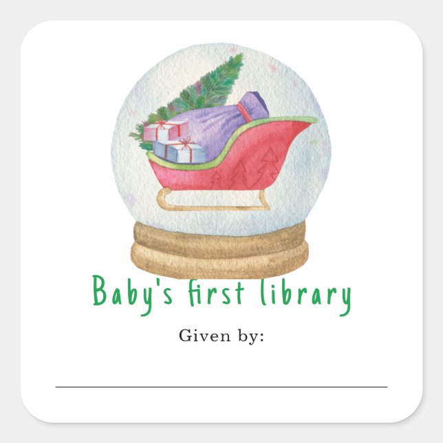 Sticker Carré Père Noël sled - Première bibliothèque pour bébés (Devant)