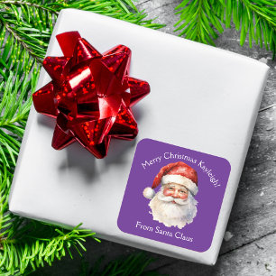 Sticker Carré Père Noël violet Cadeau de Noël personnalisé migno