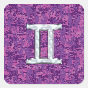 Sticker Carré Perle comme Gemini Zodiac Connexion Camo numériqu