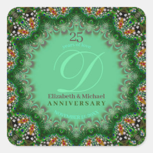 Sticker Carré Perle de Paon Fractale Dentelle Anniversaire