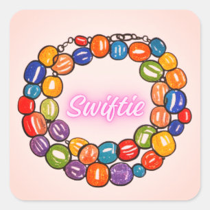 Sticker Carré Perles Swiftie – Concept de bracelet d'amitié Eras