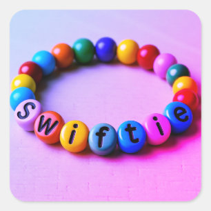 Sticker Carré Perles Swiftie – Esthétique du Bracelet d'Amitié C