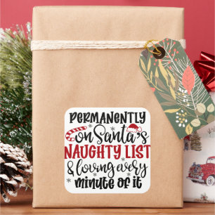 Sticker Carré Permanente sur Père Noël Naught liste et Lover