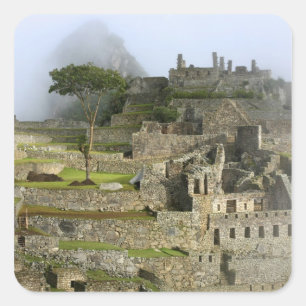 Sticker Carré Pérou, Machu Picchu. L'ancienne citadelle de