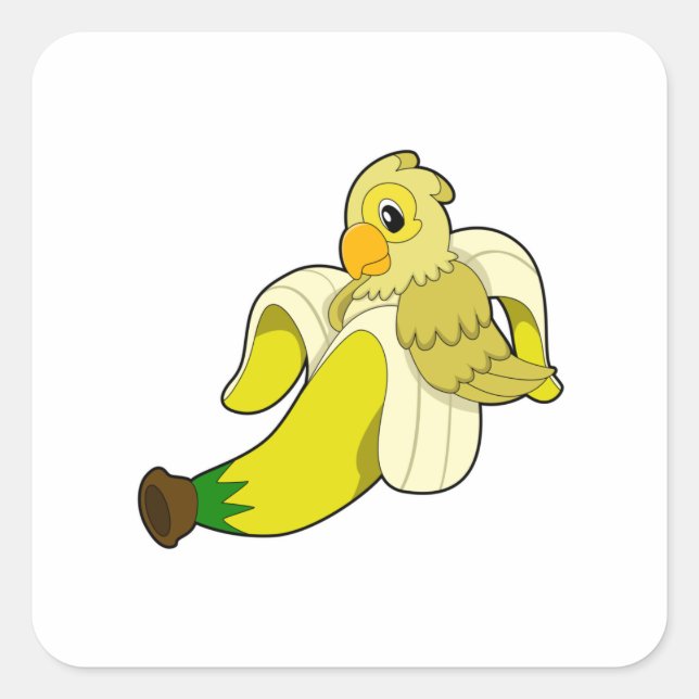Sticker Carré Perroquet avec banane (Devant)