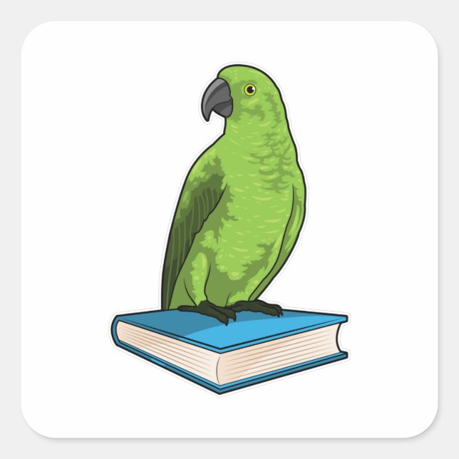 Sticker Carré Perroquet avec livre (Devant)