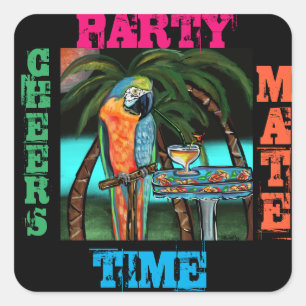 Sticker Carré Perroquets