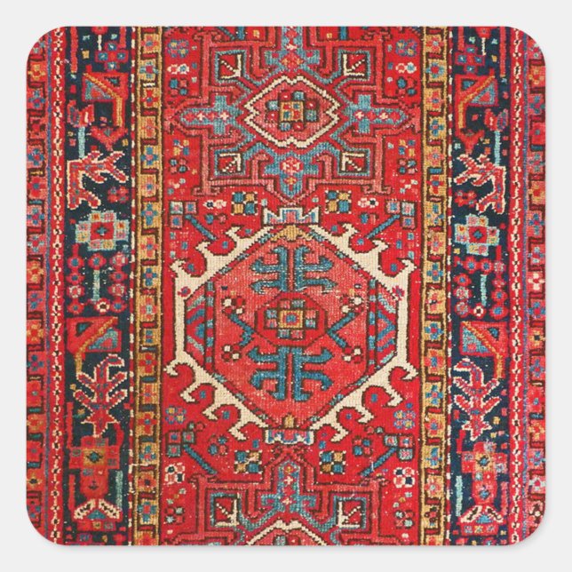 Sticker Carré Perse oriental, Motif turc, Rouge (Devant)