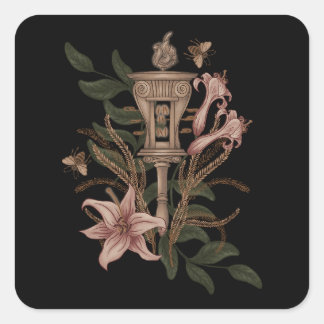 Sticker Carré Perséphone Sistrum sur le champ de Lilies et Corn