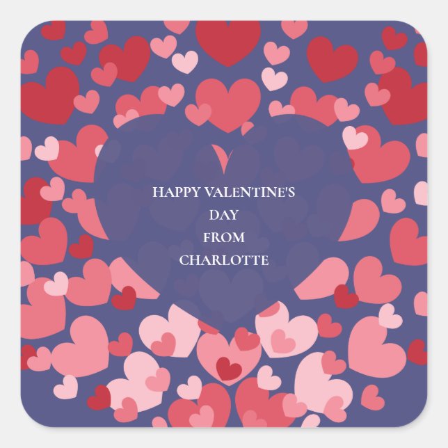 Sticker Carré Personalized Classroom Valentine with Hearts  (Devant)