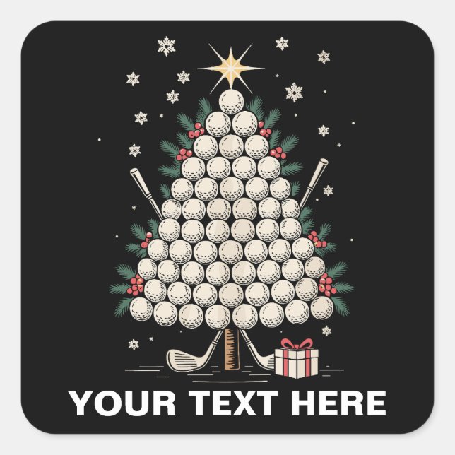 Sticker Carré Personalized Golf Christmas Tree Equipment Family (Devant)