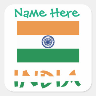 Sticker Carré Personalized India Flag Square Label 