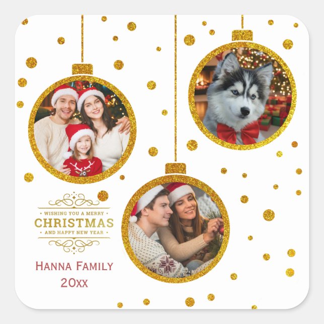 Sticker Carré Personalized Photo - Custom Family Holiday (Devant)