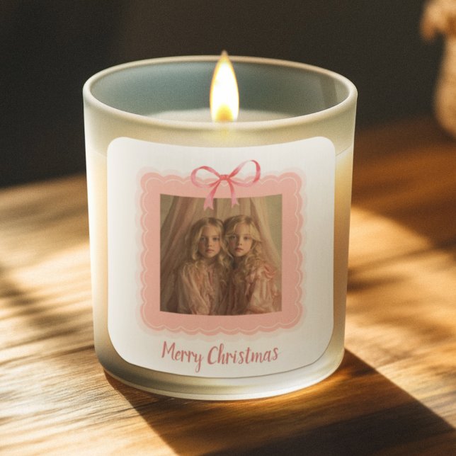 Sticker Carré Personalized Photo Merry Christmas Candle Label (Créateur téléchargé)
