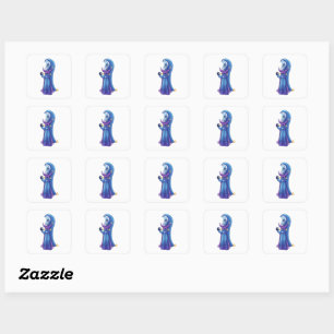 Sticker Carré Personnage de Fantastique Sombre de Lune Mignon Ef