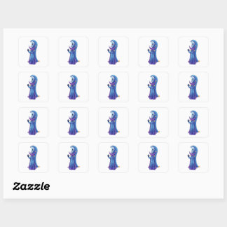 Sticker Carré Personnage de Fantastique Sombre de Lune Mignon Ef