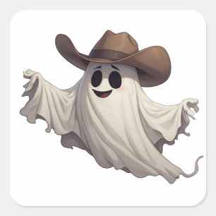 Sticker Carré Personnage de Fantôme Cowboy Pour Amusement Wester