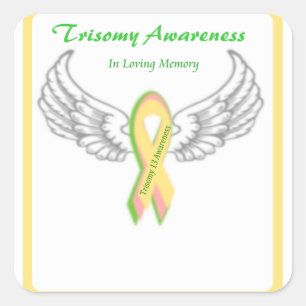 Sticker Carré Personnalisable En Mémoire Amoureuse Trisomy 13